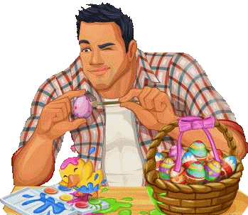 Benny painting an egg